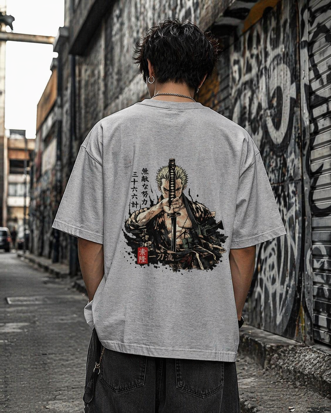 Samurai Resolve Graphic Oversized T-Shirt