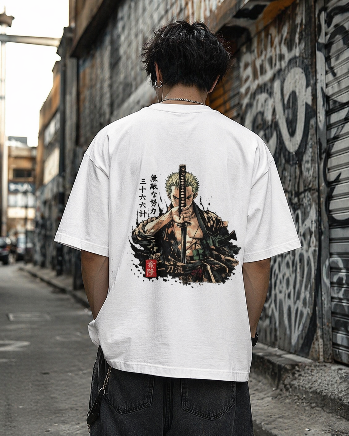 Samurai Resolve Graphic Oversized T-Shirt